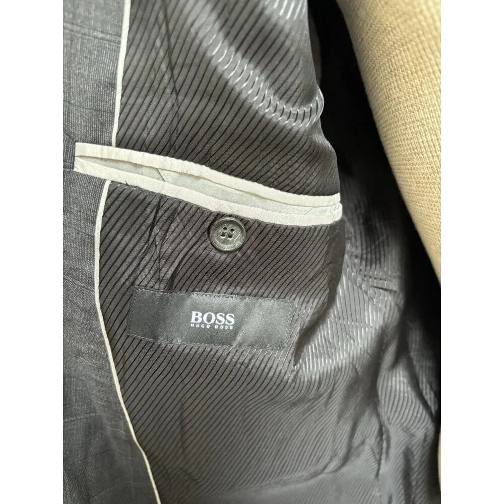 Hugo Boss Mens Blazer Wool Sport Coat US Sz 38R Redo Super 110‎ Grey Plaid